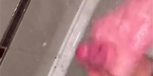 bathroom,big cock,cum,cumshot,masturbation,shower
